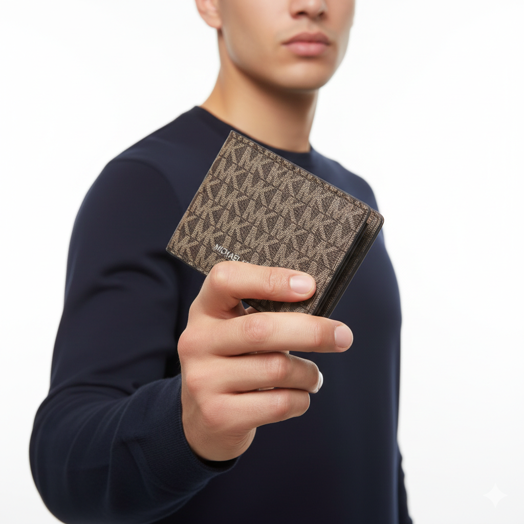Michael Kors Signature Monogram Slim Wallet Set 💼✨🟤
