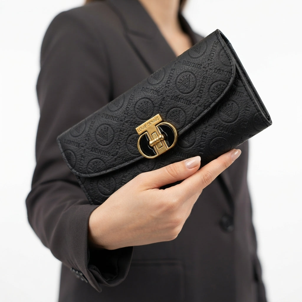 Louie Dennis Monogram Wallet and Croc-Embossed Accessories Set