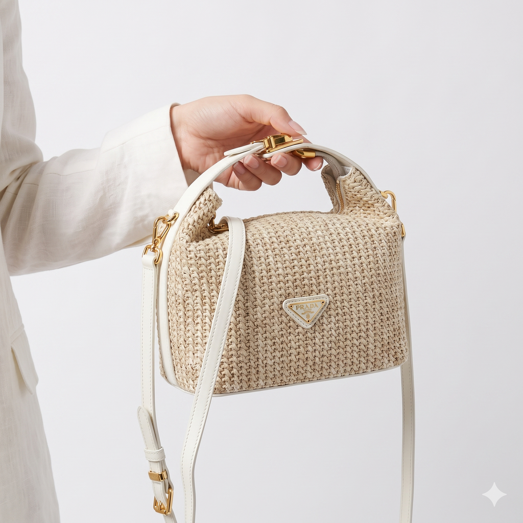 Prada Woven Straw Bag with Gold-Tone Hardware 👜✨