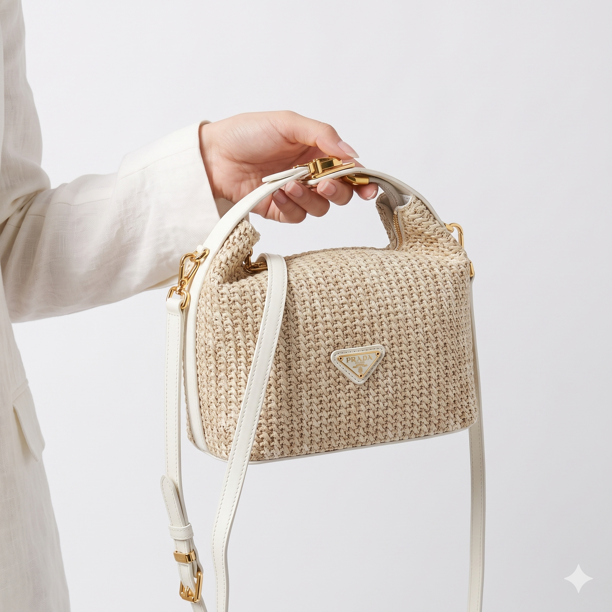 Prada Woven Straw Bag with Gold-Tone Hardware 👜✨