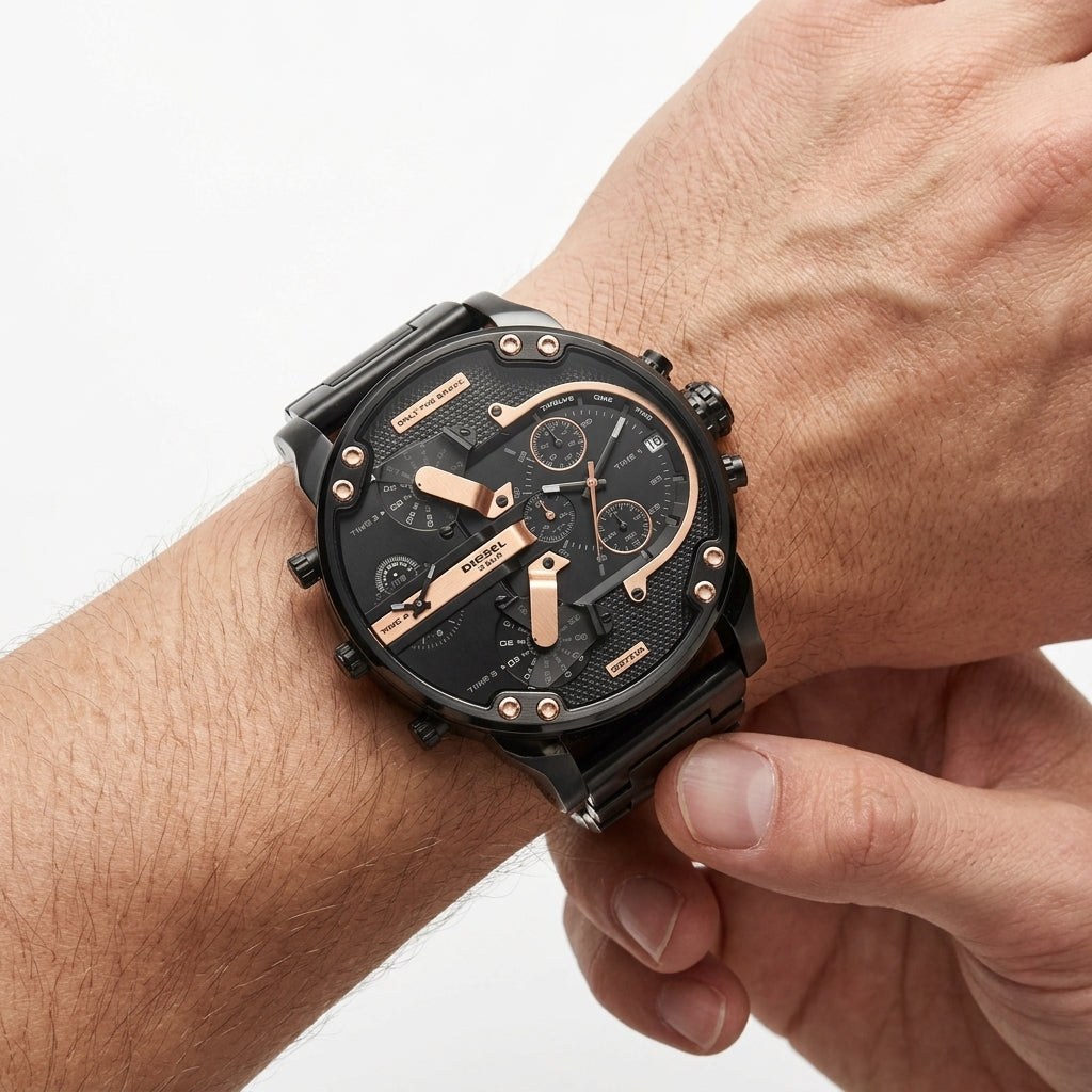 Diesel Mr. Daddy 2.0 Black Stainless Steel Multi-Dial Watch