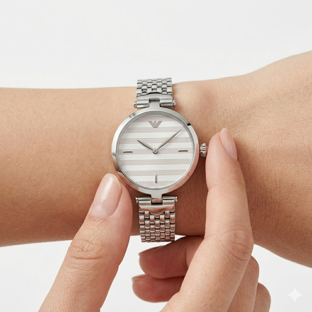 Silver & White Metal Women's Watch 🤍✨