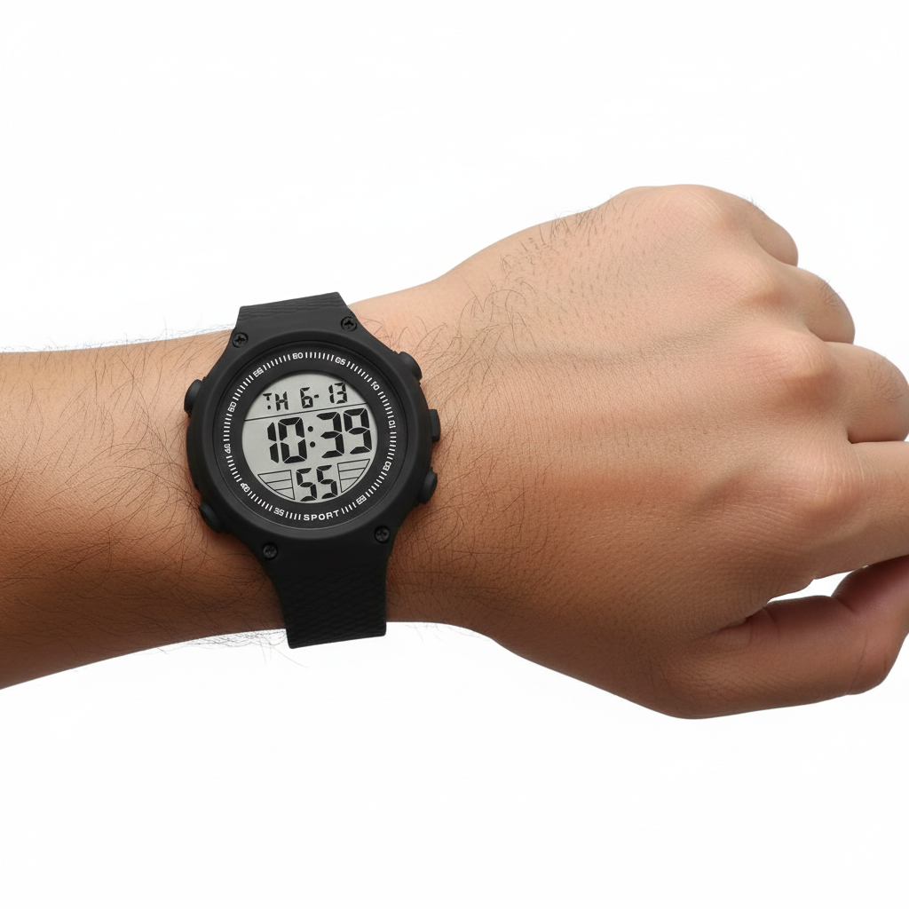 Sport Digital Wrist Watch Black Silicone Strap ⌚🖤⚫