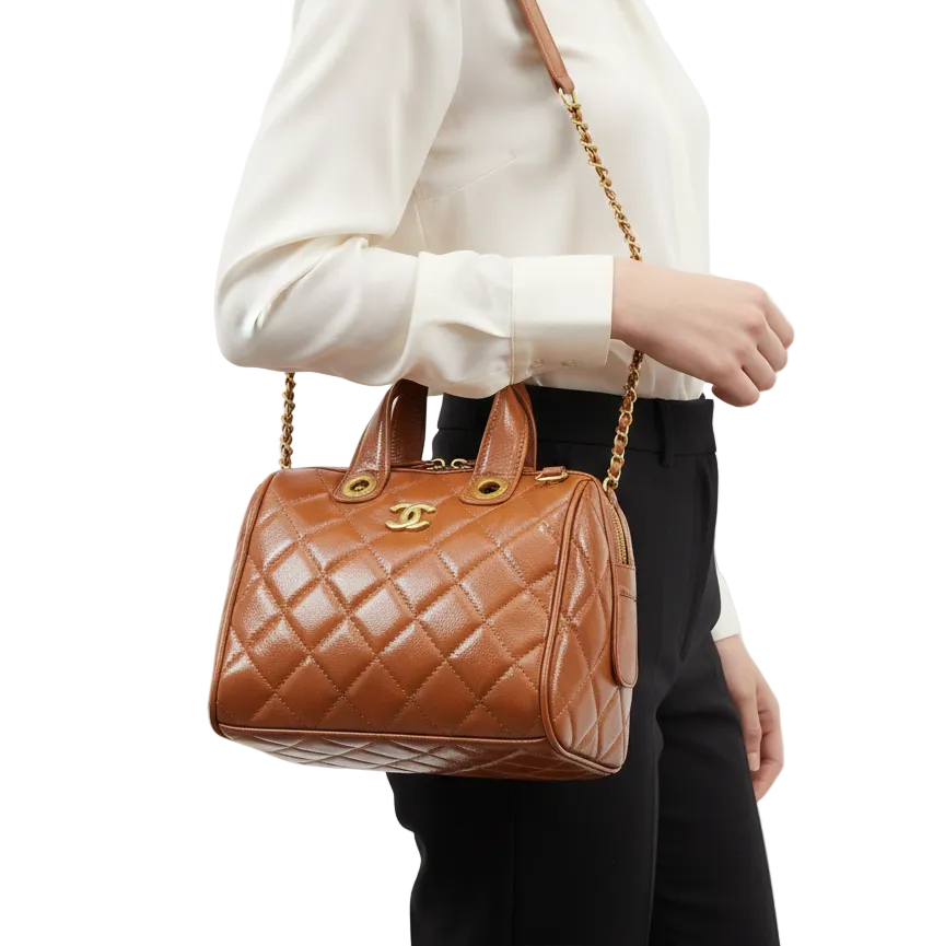 Chanel Quilted Patent Leather Bowler Bag 👜✨💼