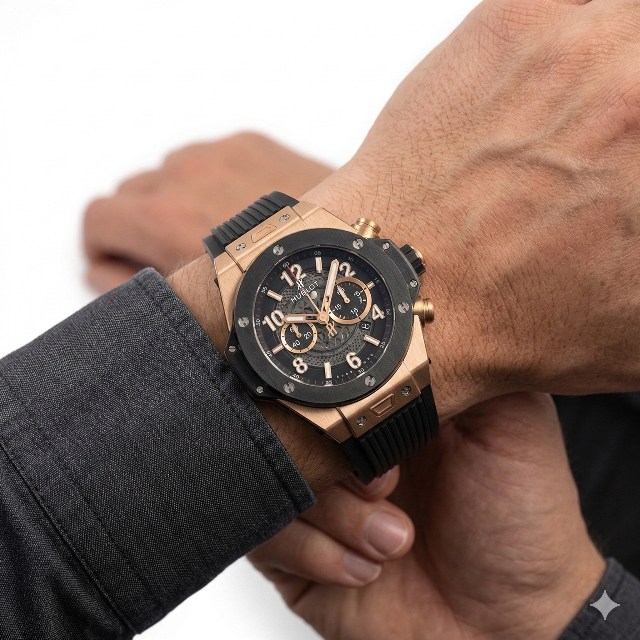 HUELOT Swiss-Designed Watch ⌚ Black & Gold Accents ✨