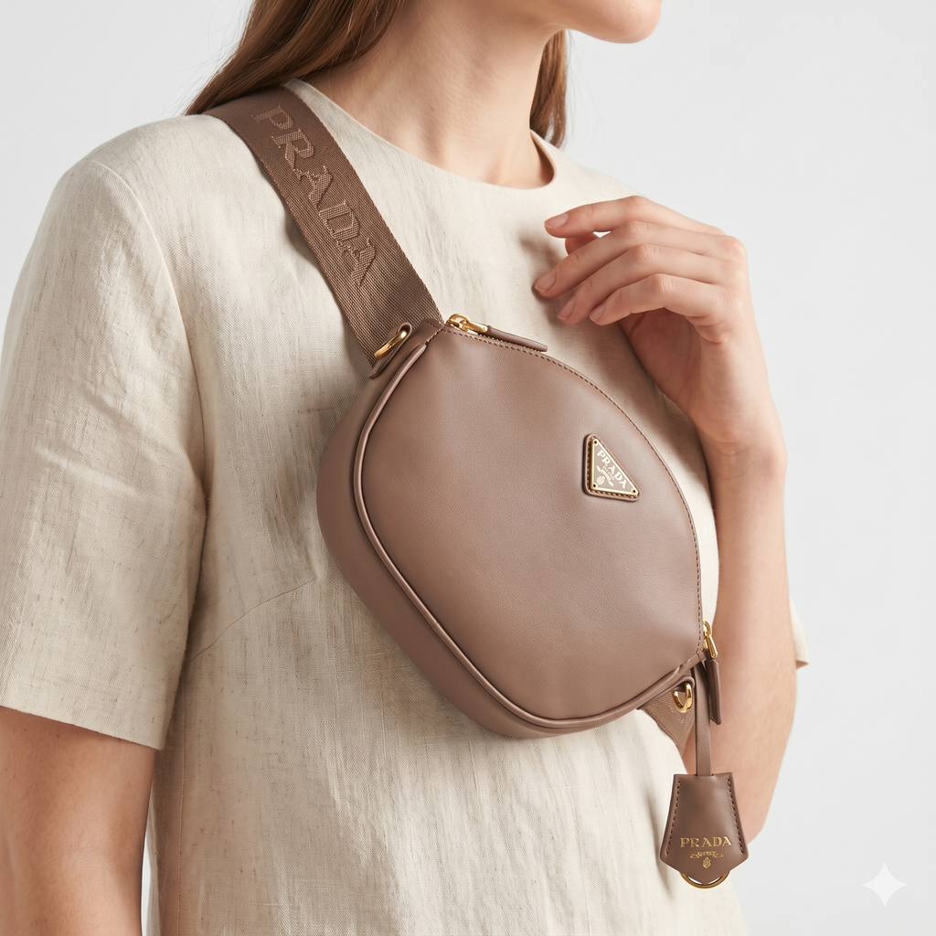 Prada Beige Crossbody Bag with Logo Plaque 👜✨
