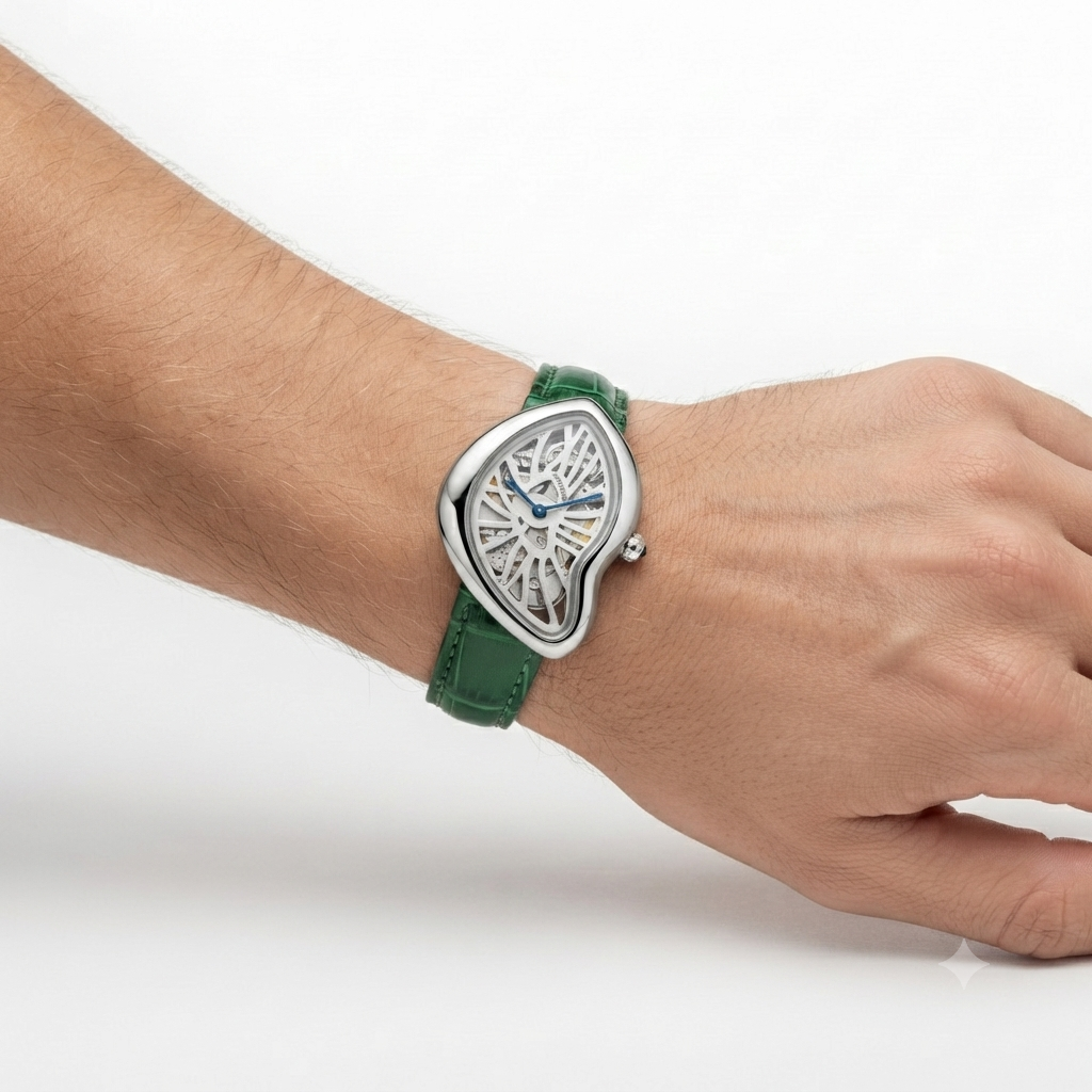 Cartier Crash Skeleton Watch with Black Leather Strap ⌚✨