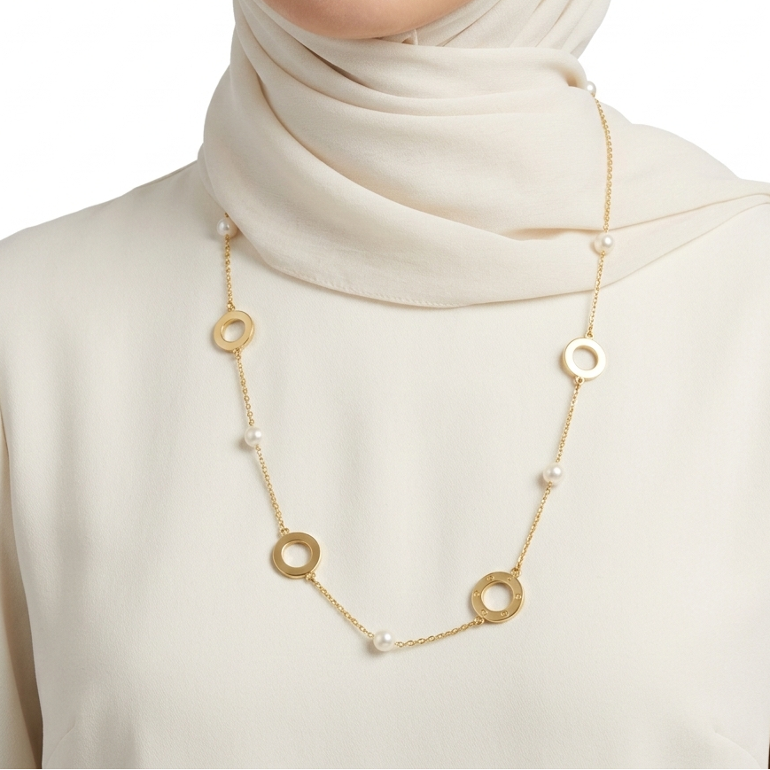 Cartier Love Yellow Gold Pearl Station Long Necklace ✨🌕📿