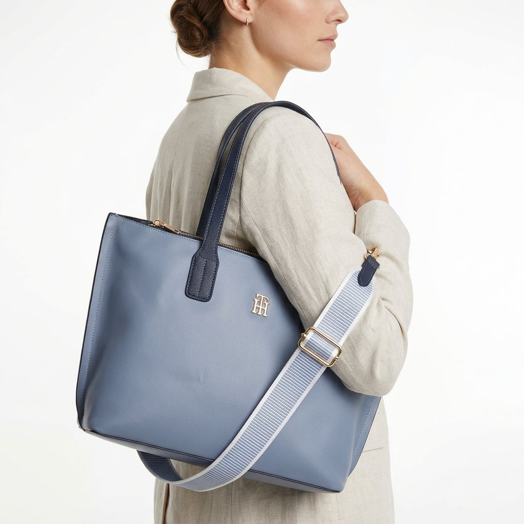 Tommy Hilfiger Dual Tone Signature Tote with Crossbody Strap