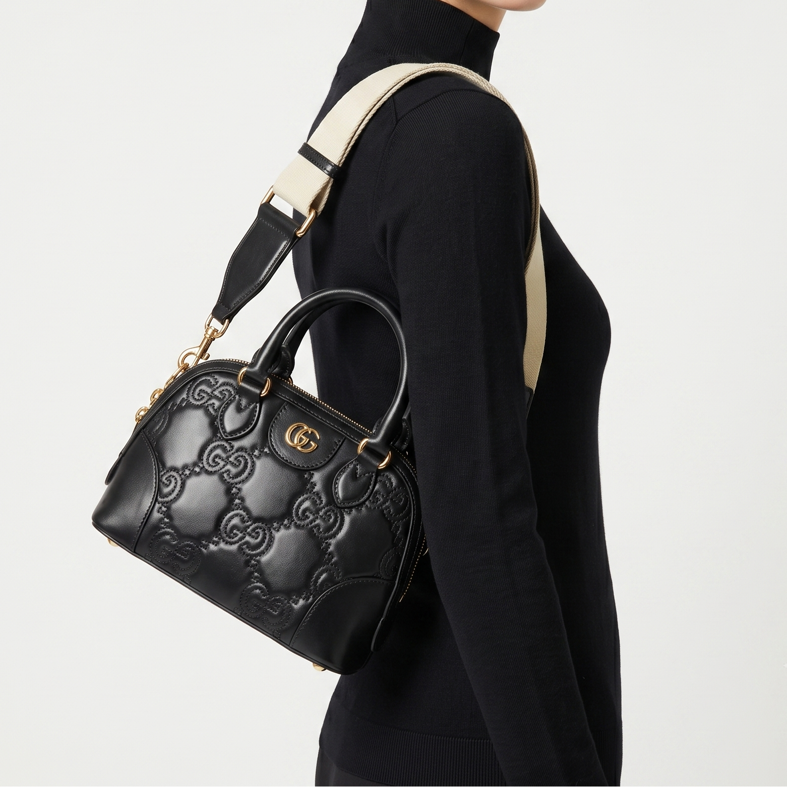 Gucci Embossed GG Black Mini Bag with Detachable Strap 🖤✨