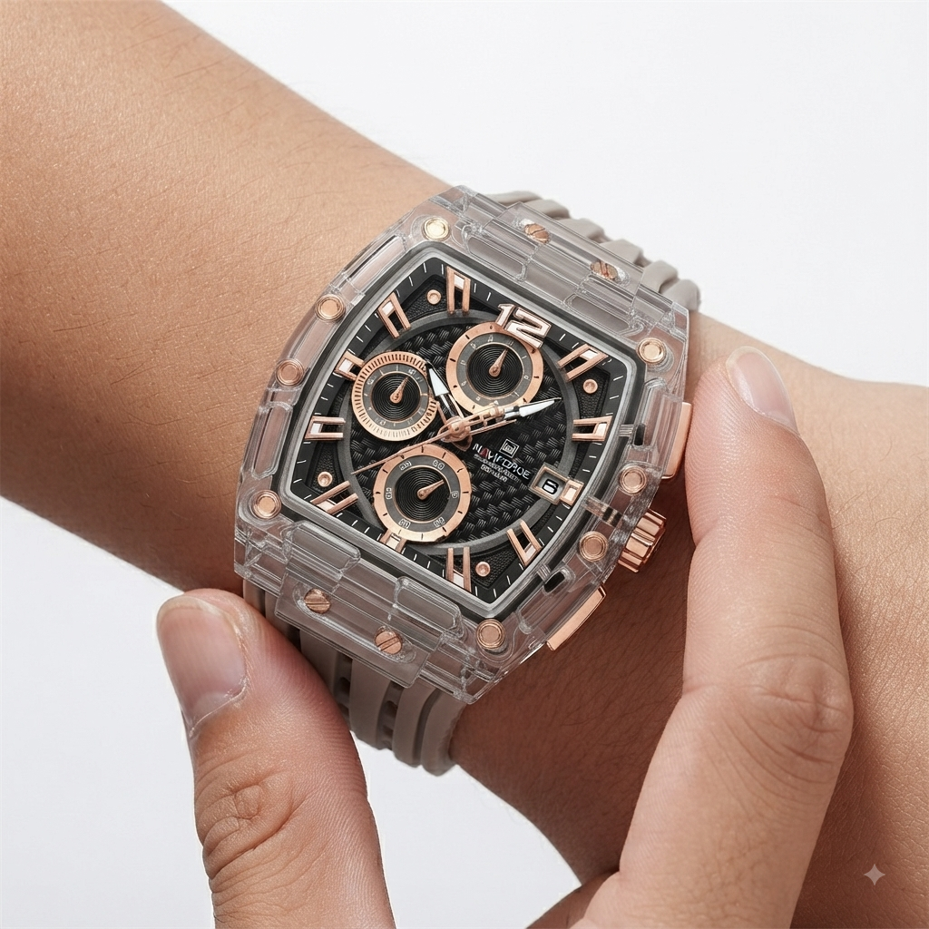 NAVIFORCE Tonneau Chronograph with Textured Dial