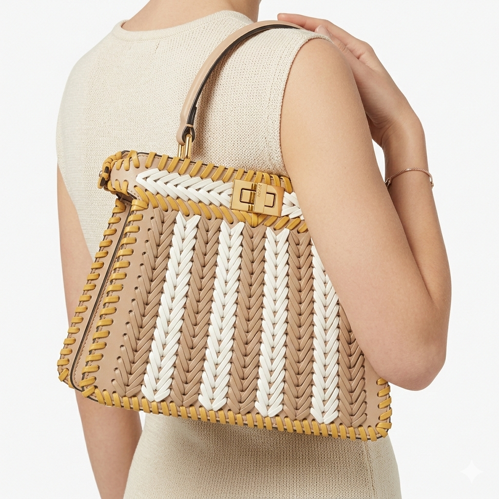Fendi Beige & Black Handbag 👜 Chic Designer Style