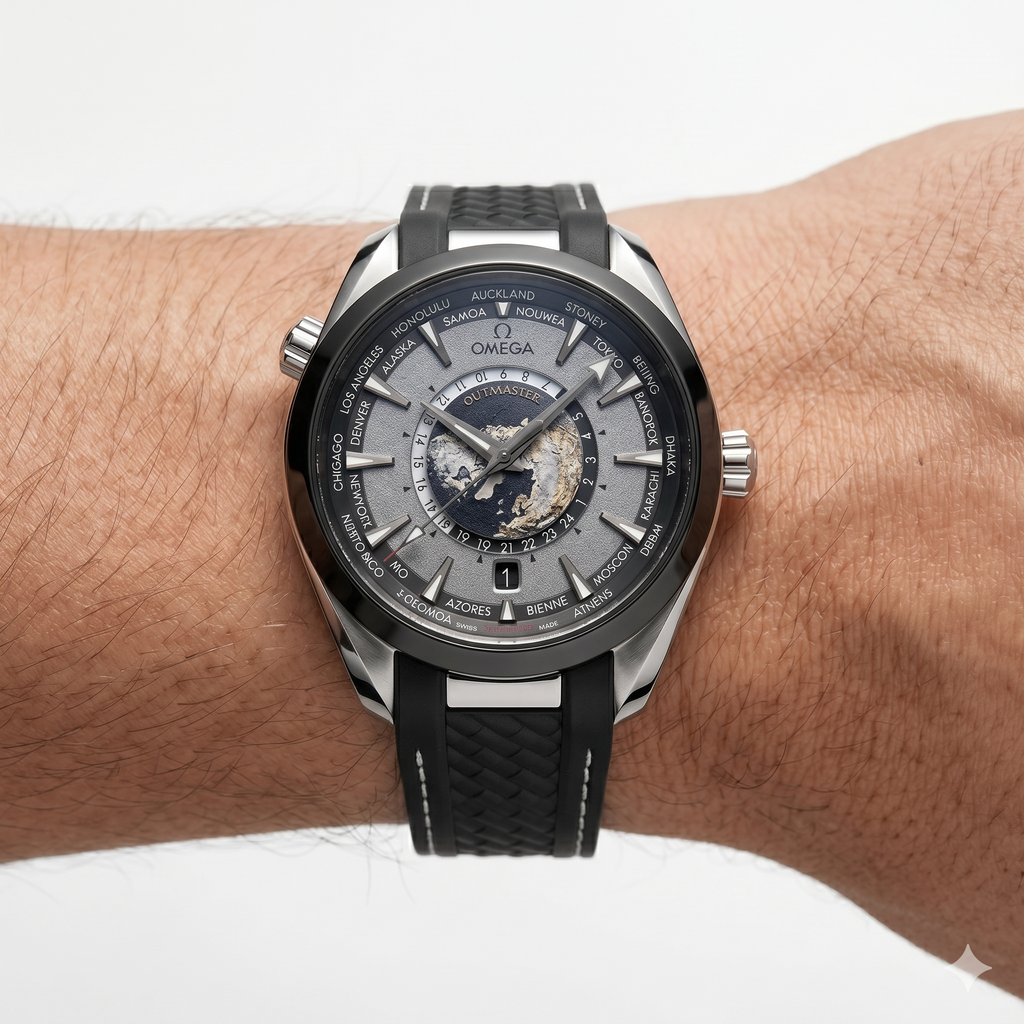 Omega Seamaster Worldtimer: Black Rubber, Stainless Steel ⌚🌍