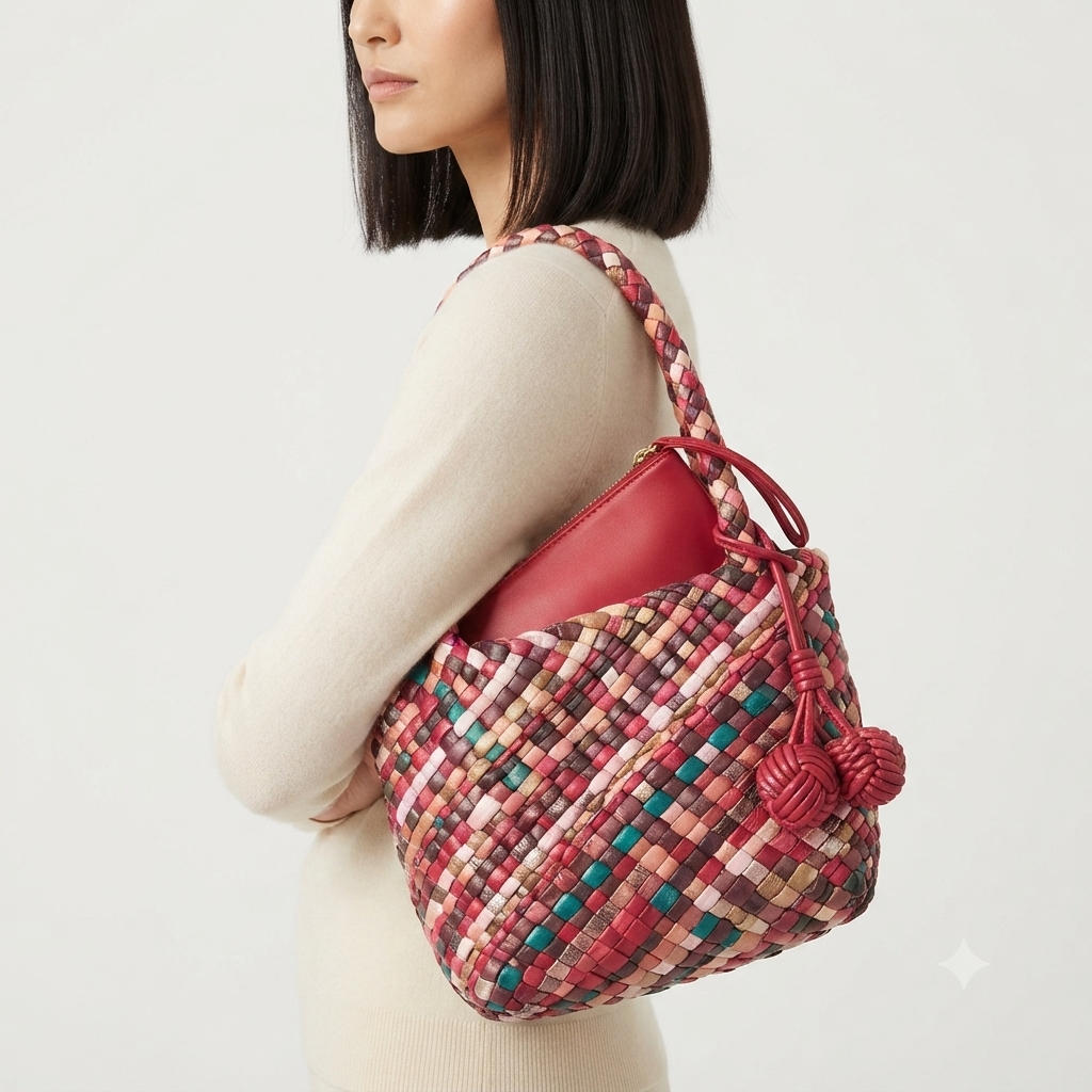 Bottega Veneta Multi-Color Woven Handbag with Detachable Pouch 👜✨