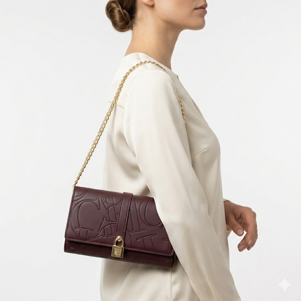 CH Burgundy Clutch Bag with Shopping Bag 👜🍷