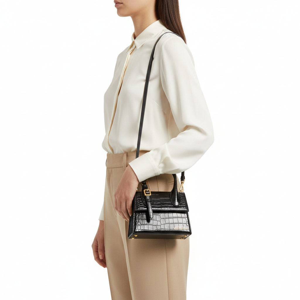 JACQUEMUS Le Grand Chiquito Croc-Effect Handbag 👜✨🖤