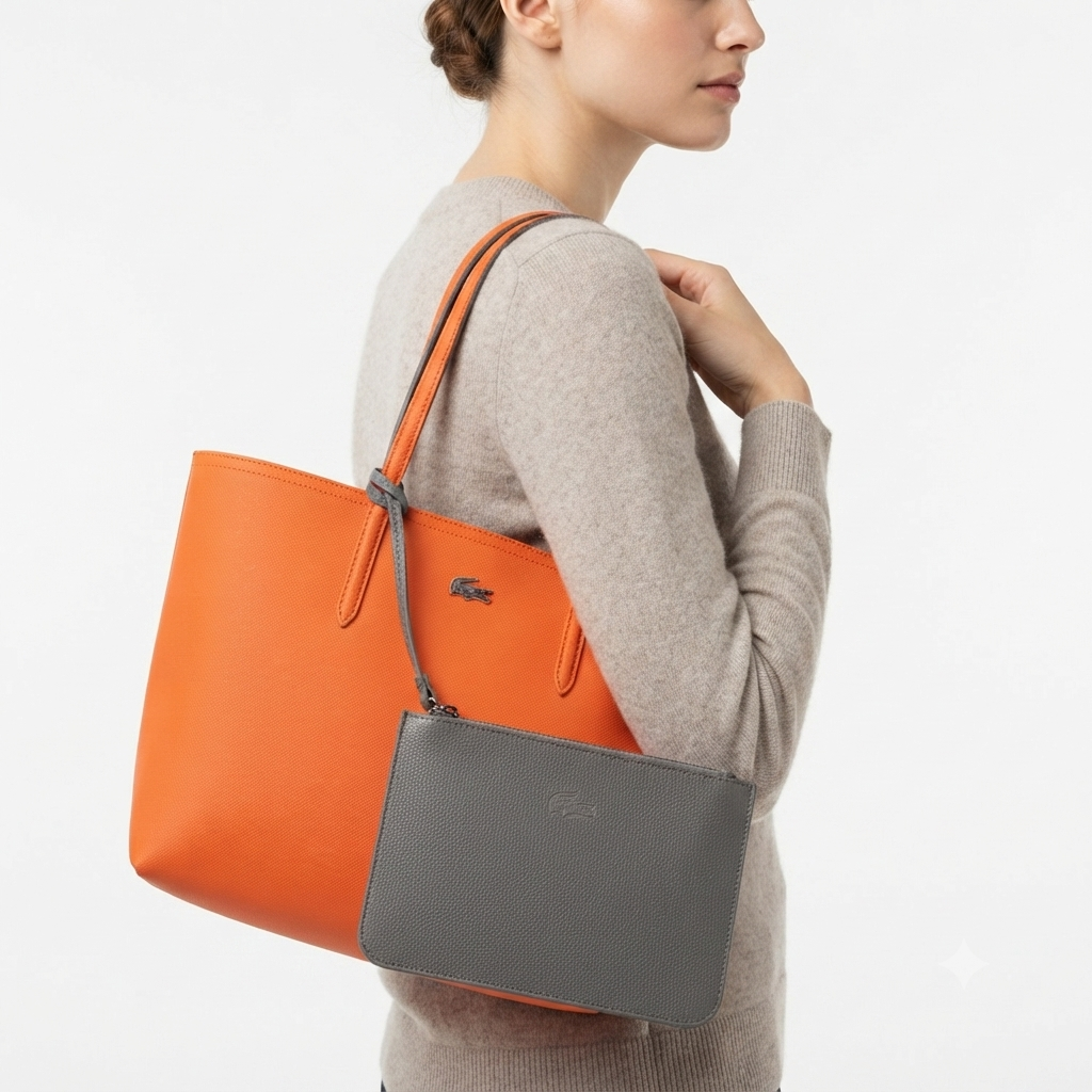 Lacoste Reversible Tote Bag with Detachable Pouch