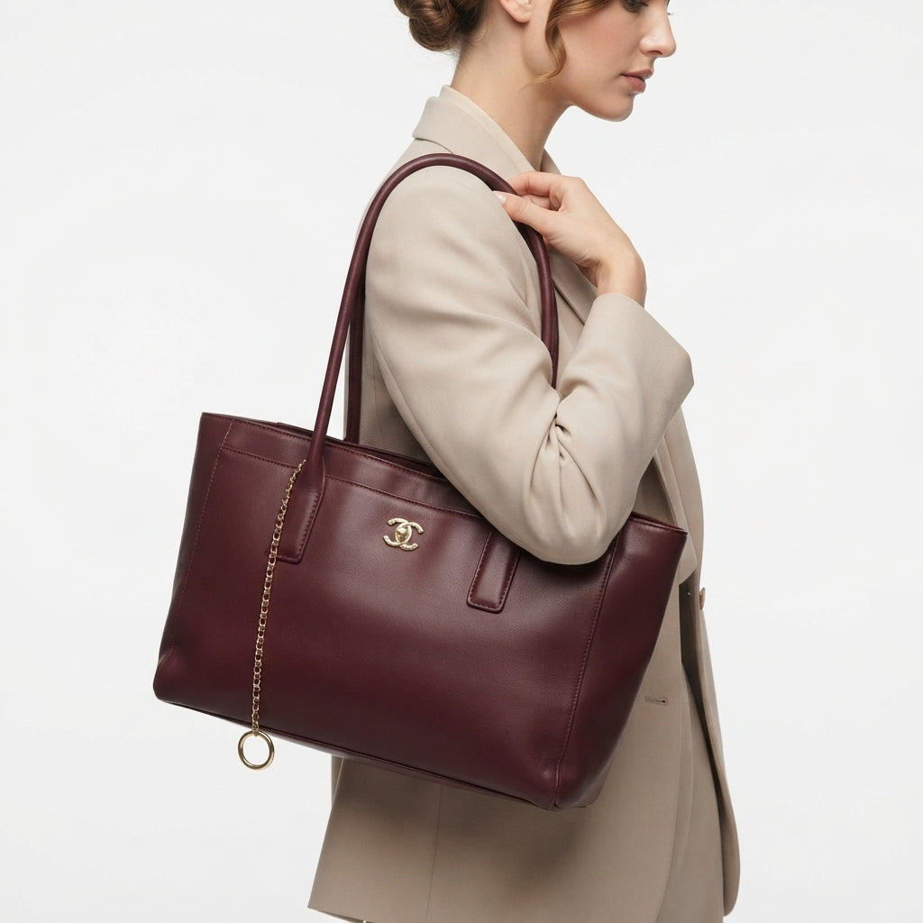 Chanel Elegant Gold-Tone Logo Tote Bag