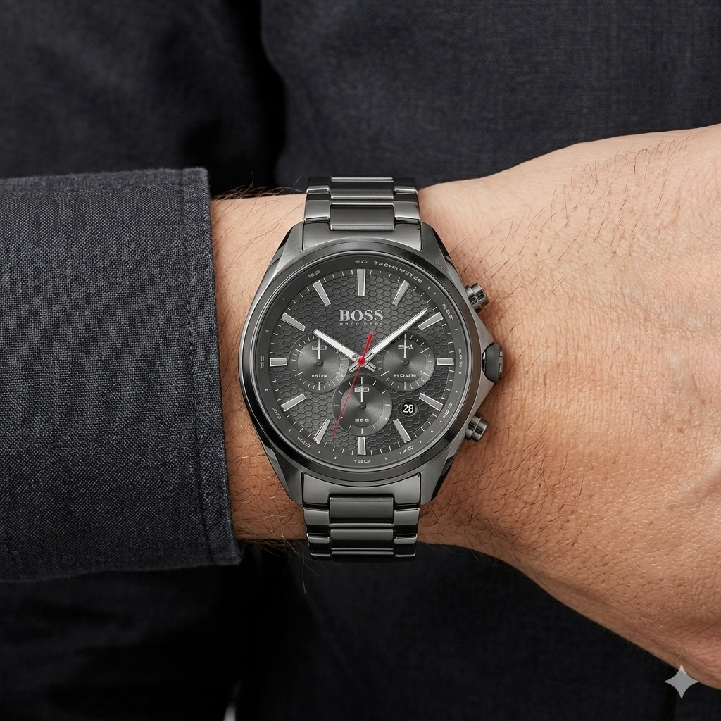 Gray Elegance: Men's Timepiece ⌚🌫️✨