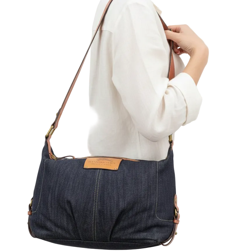 Burberry Blue Label Denim Hobo Bag with Leather Accents 👜✨💙