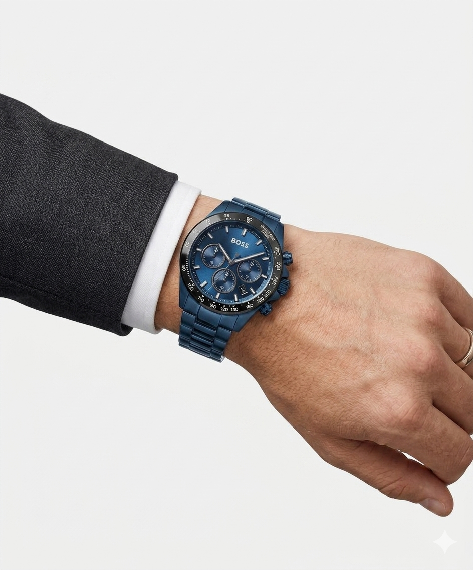 HUGO BOSS Men's Sport Chronograph Watch in Ion-Plated Blue Steel ⌚🏙️💙