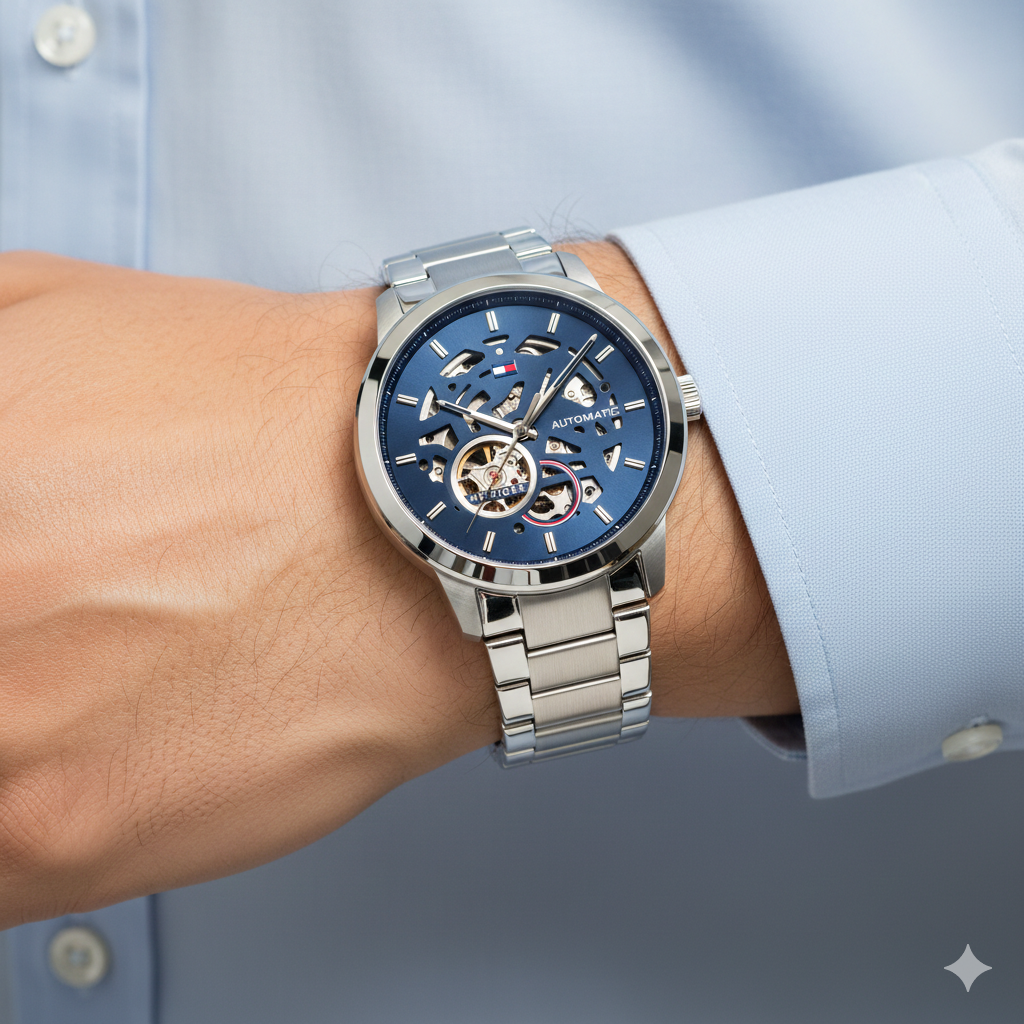 Tommy Hilfiger Men's Automatic Skeleton Dial Watch ⌚️💎🏙️
