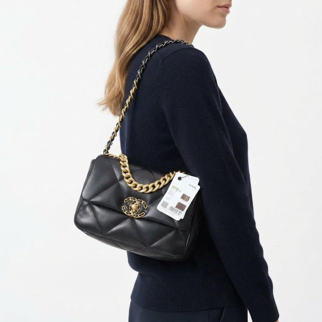Chanel 19 Quilted Leather Flap Bag with Mixed Metal Chain