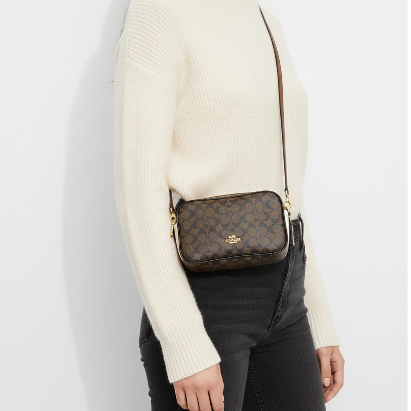 COACH Signature Canvas Camera Bag in Brown & Black 👜✨🤎