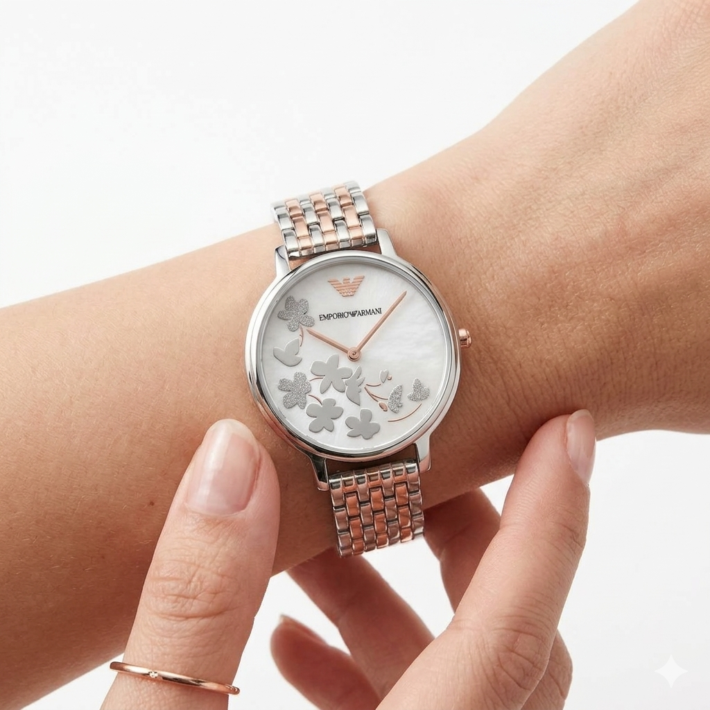 Armani Silver & Rose Gold Watch ⌚✨ Elegance