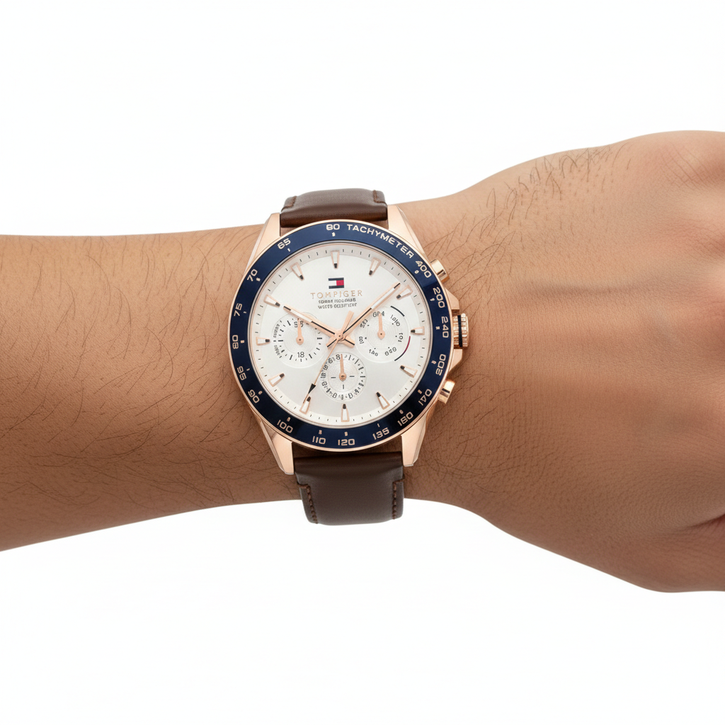 TOMM HILHGER Men's Rose Gold and Navy Chronograph Watch ⌚✨💼