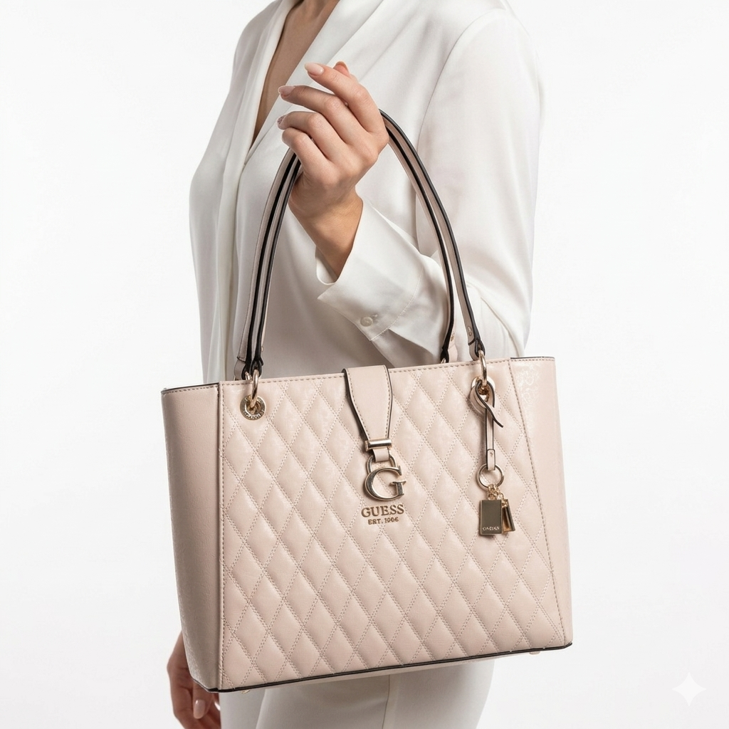 GUESS Chic Tote Bag 👜⚪🖤 Beige Accent