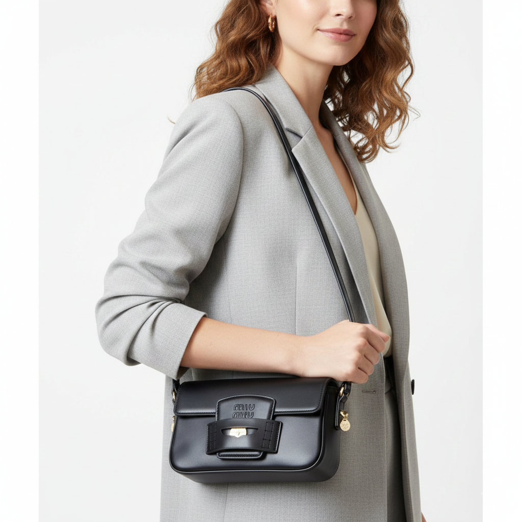 Miu Miu Black Leather Penny Bag with Gold Hardware 🖤👜✨