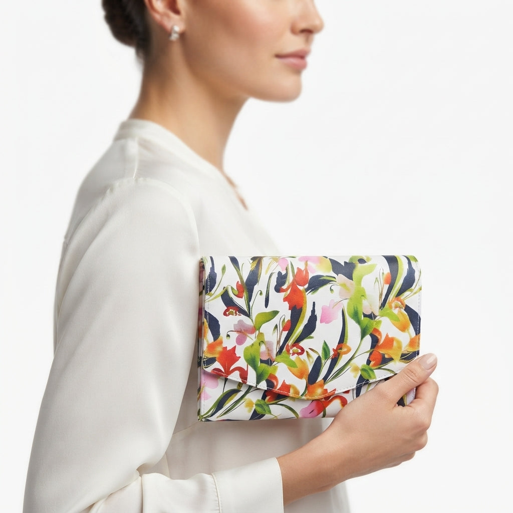 Ted Baker Floral Print Clutch Bag in White Multi