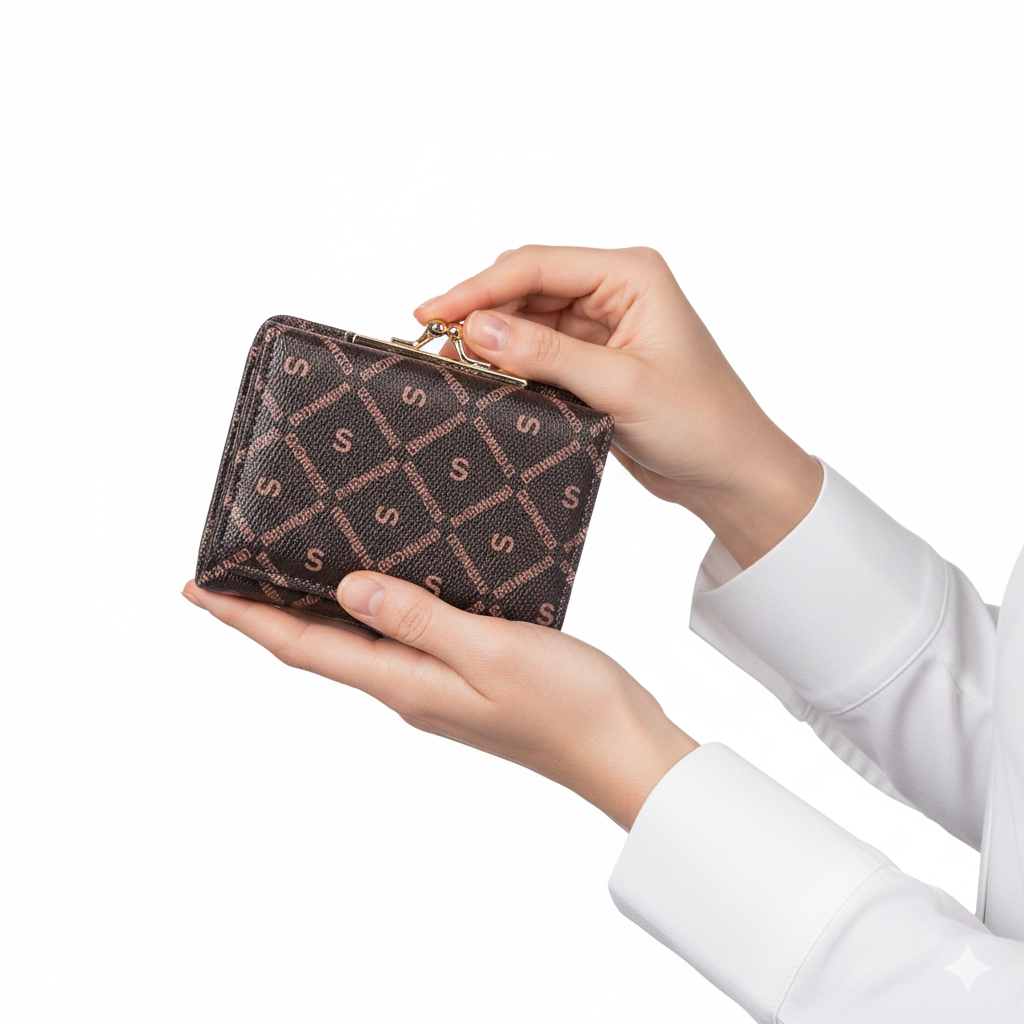 S-Monogram Trifold Wallet with Vintage Kiss-Lock Clasp 👜✨🤎