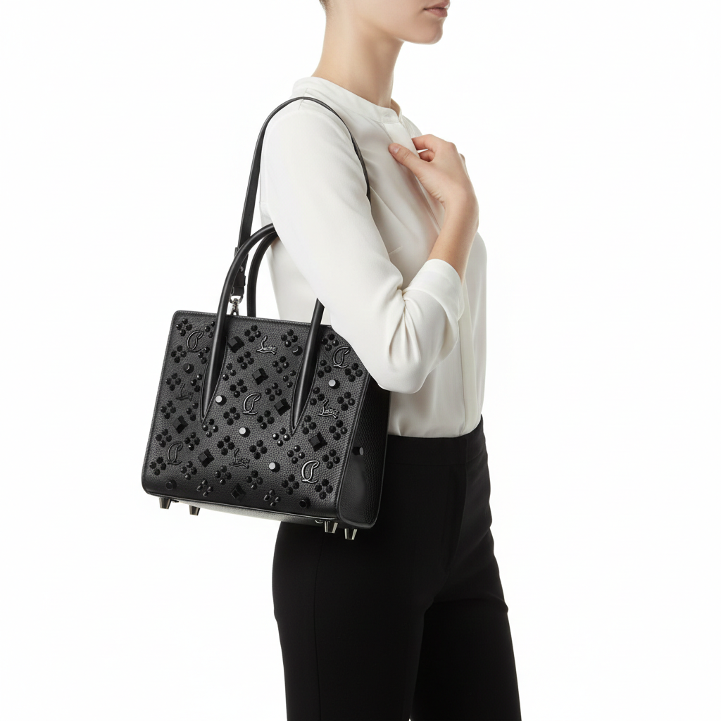 Christian Louboutin Paloma Embellished Leather Tote 🖤✨👠