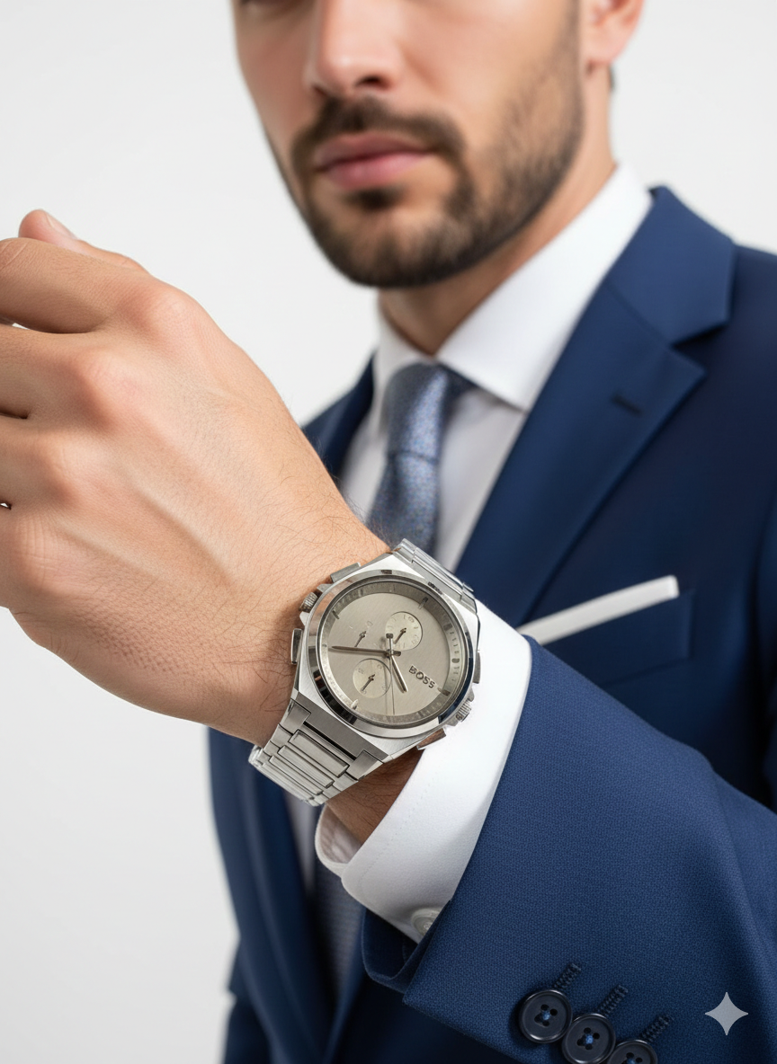 BOSS Steer Chronograph Silver Steel Watch ⌚✨💼