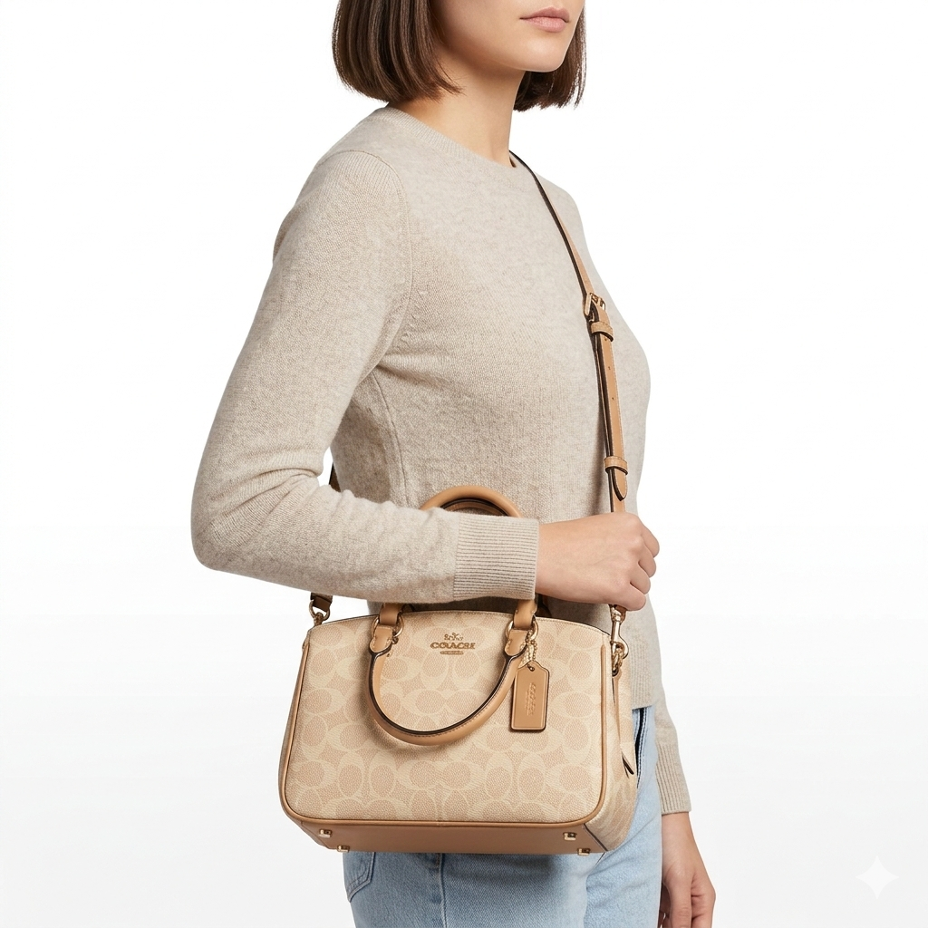 Coach Signature Canvas Satchel with Gold-Tone Hardware 👜✨🥐