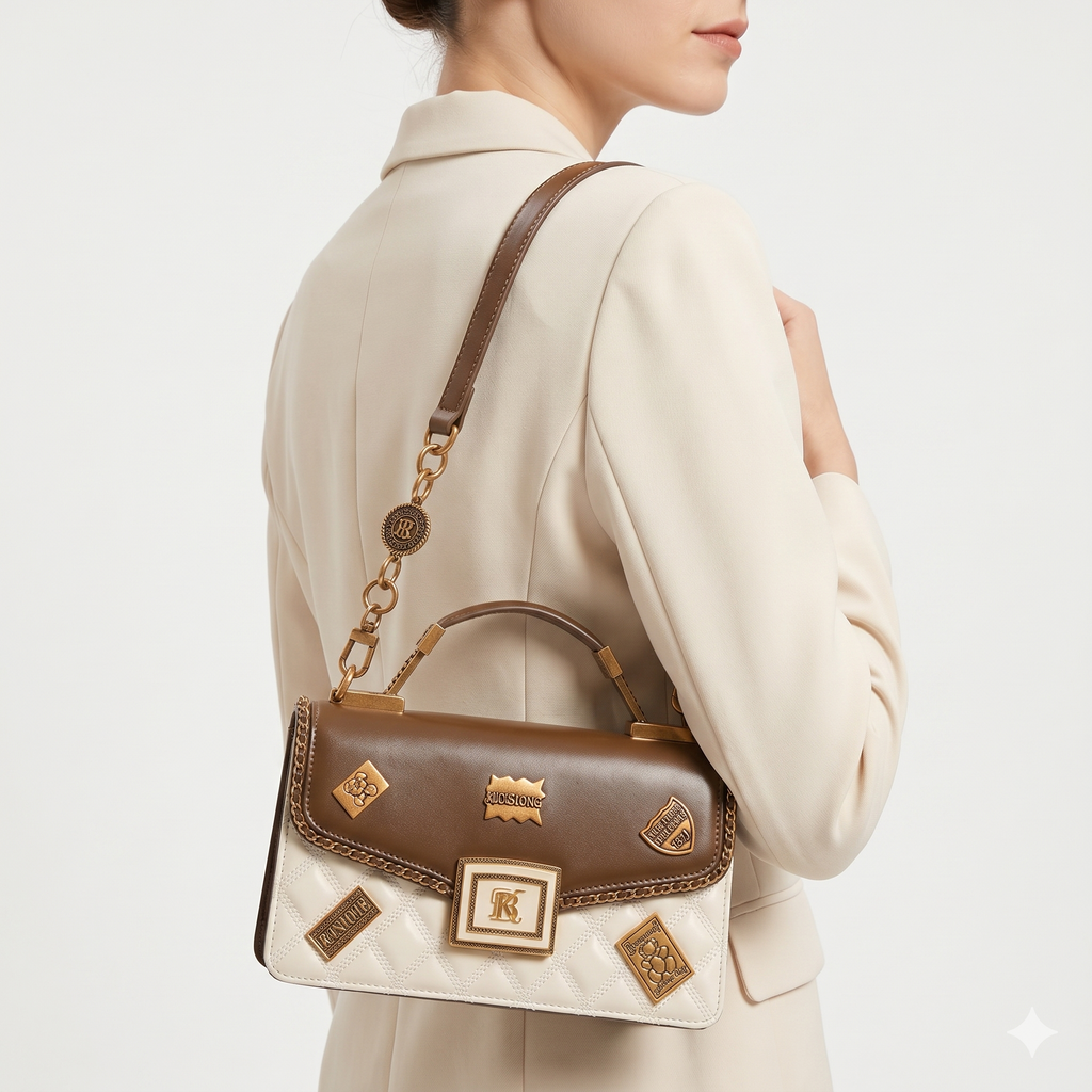 BANIVANT Cream & Brown Handbag 👜🤎 Chic Designer Style