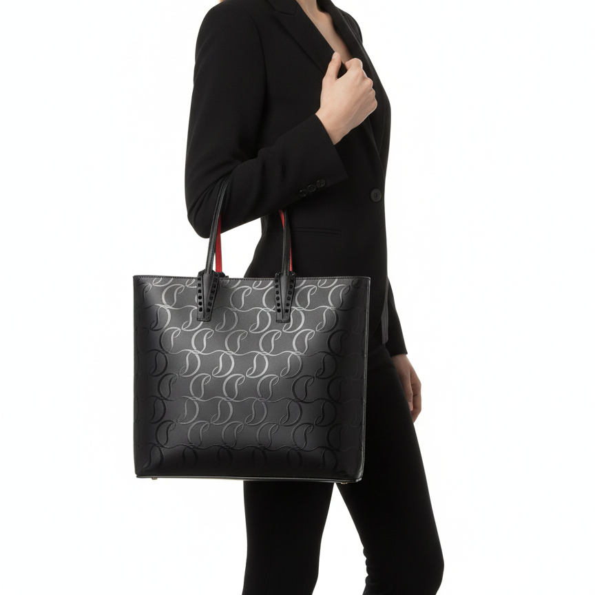Christian Louboutin Cabarock Large Monogram Leather Tote Bag 🖤👠✨