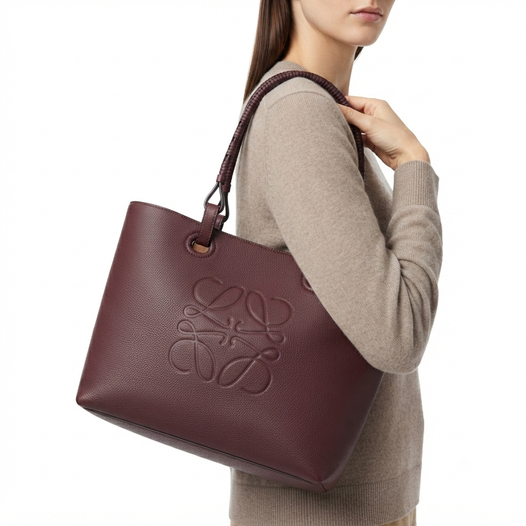 Loewe Embossed Logo Leather Tote Bag