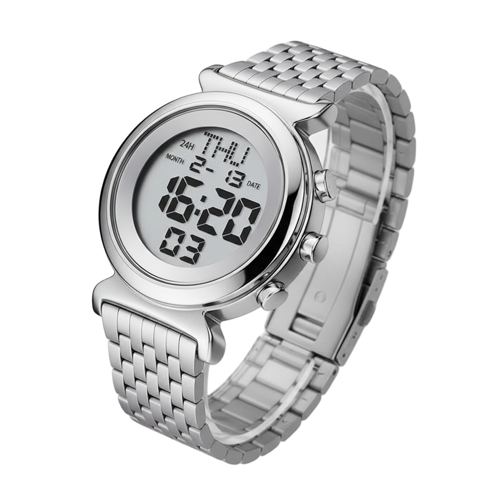 ⚪ Sleek Digital Dress Watch with Stainless Steel Band 💎