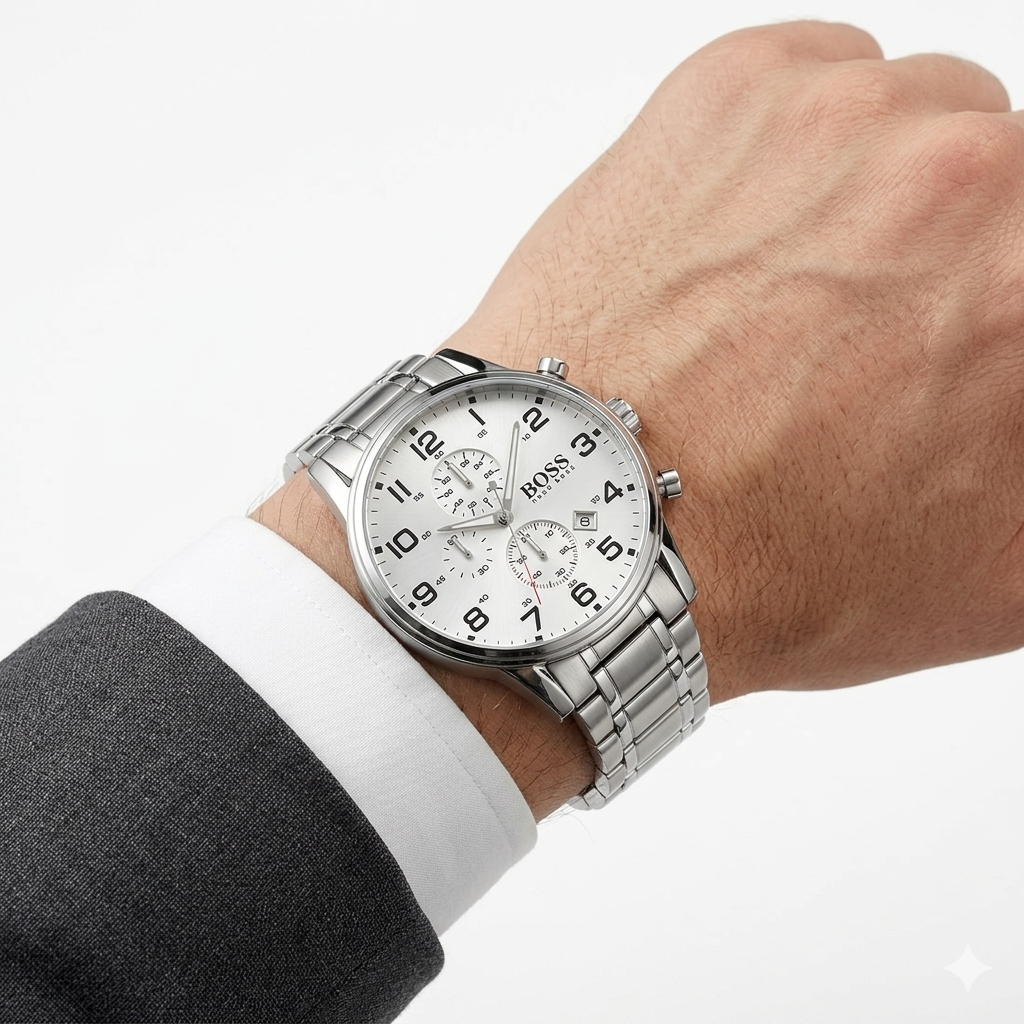 HUGO BOSS Grand Prix Chronograph Watch in Stainless Steel ⌚️💎✨