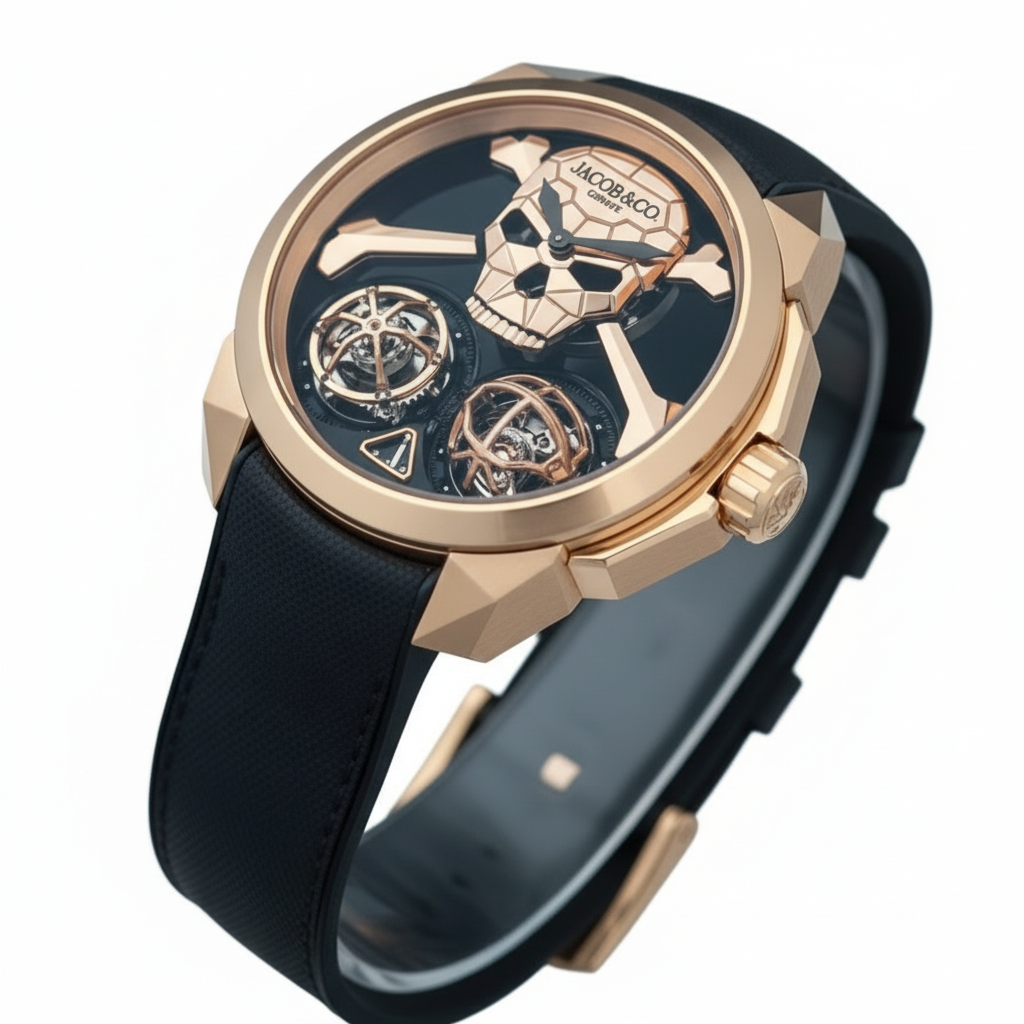 ⌚ Jacob & Co. Rose Gold Skull Double Tourbillon Watch 💀✨