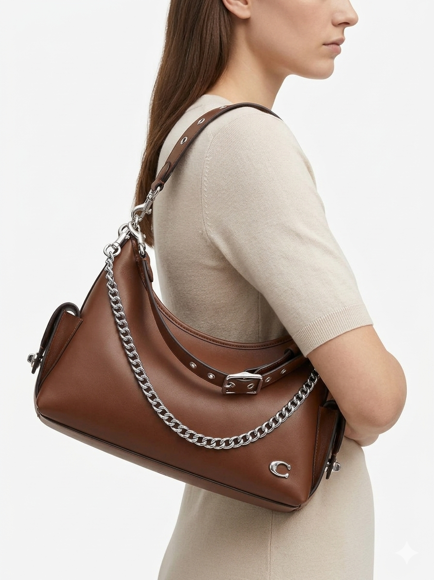 Coach Mira Shoulder Bag in Refined Leather with Chain Detail 👜✨🖤