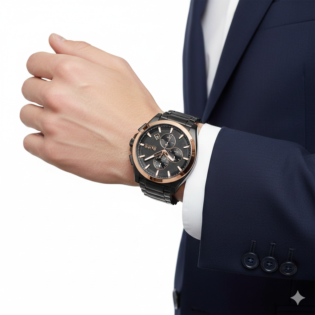 Hugo Boss Grand Prix Chronograph Watch in Black and Rose Gold ⌚🖤✨