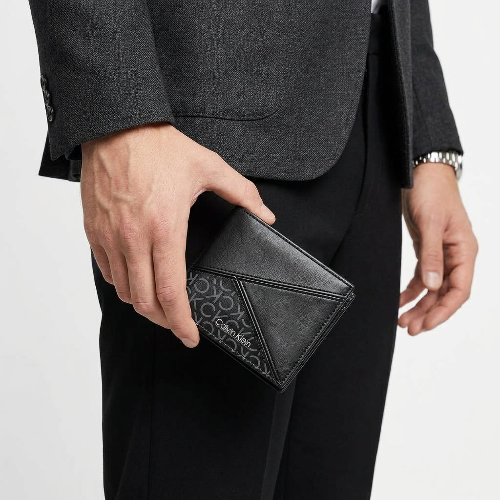 Calvin Klein Mirror Logo Leather Billfold Wallet