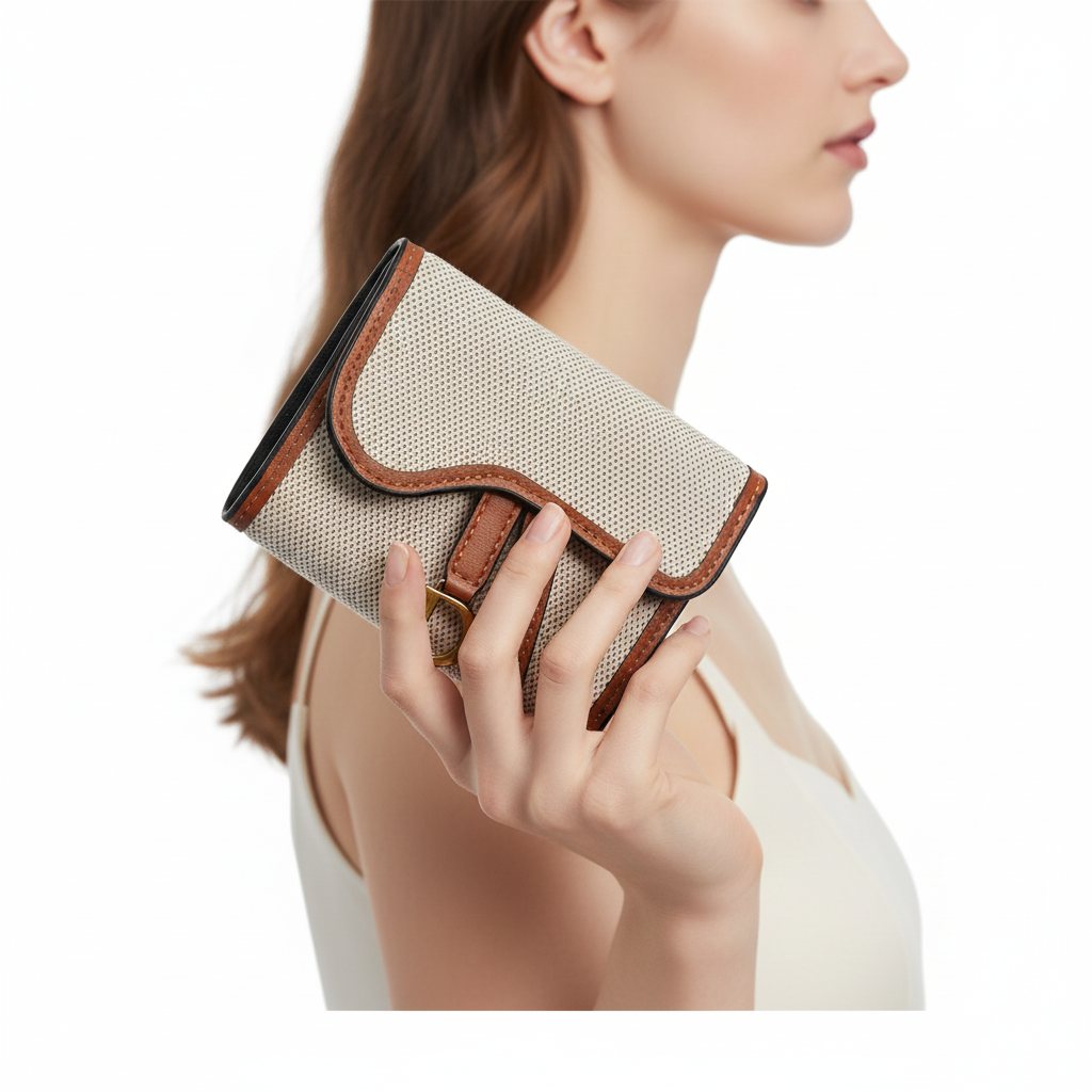 👛 Elegant Canvas & Leather-Trim Bi-Fold Wallet