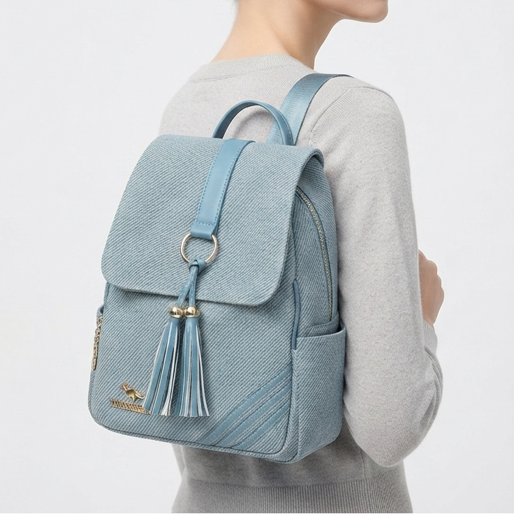 Jingpindaishu Tassel Accent PU Leather Versatile Backpack