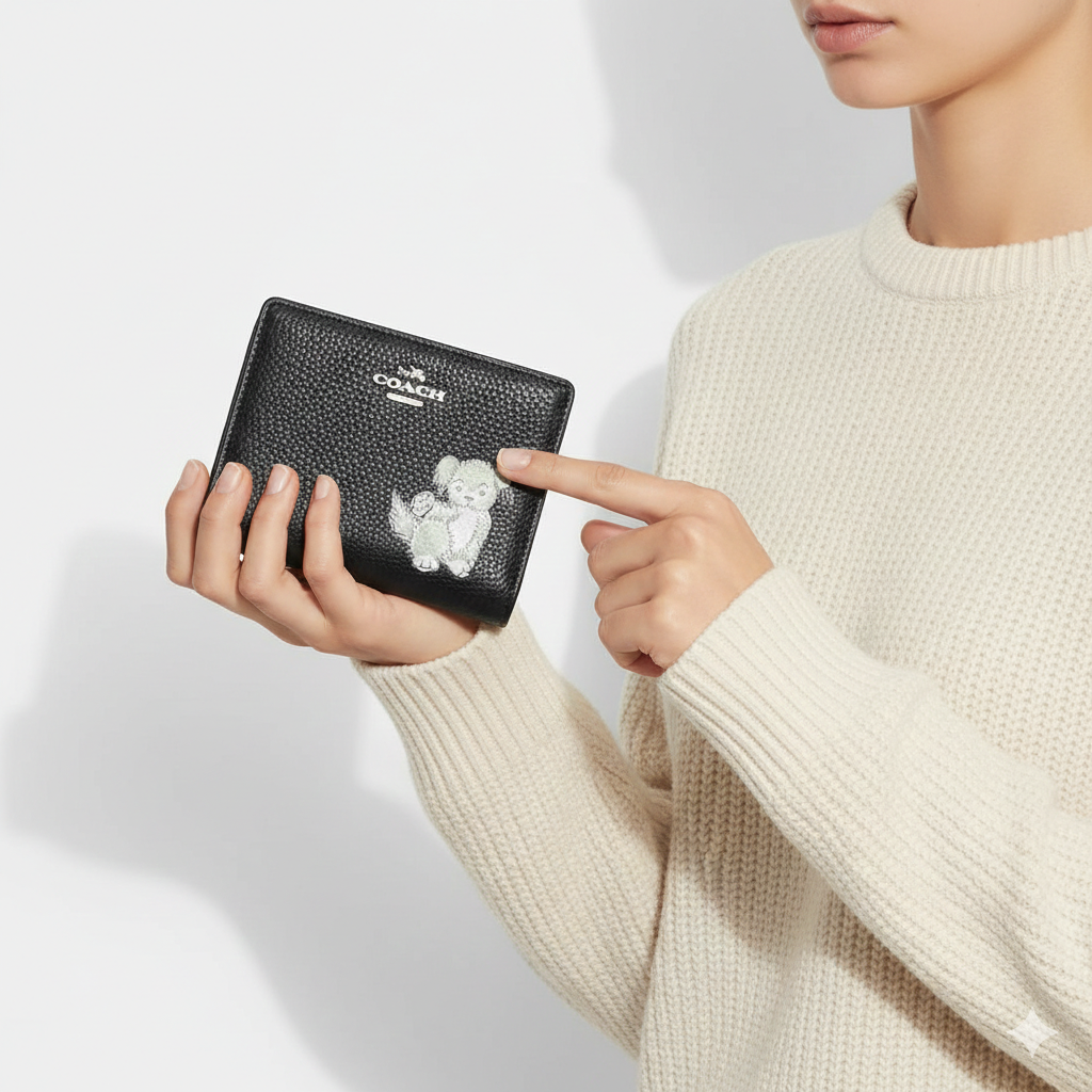 Coach Small Billfold Wallet with Creature Motif 🐶🖤✨