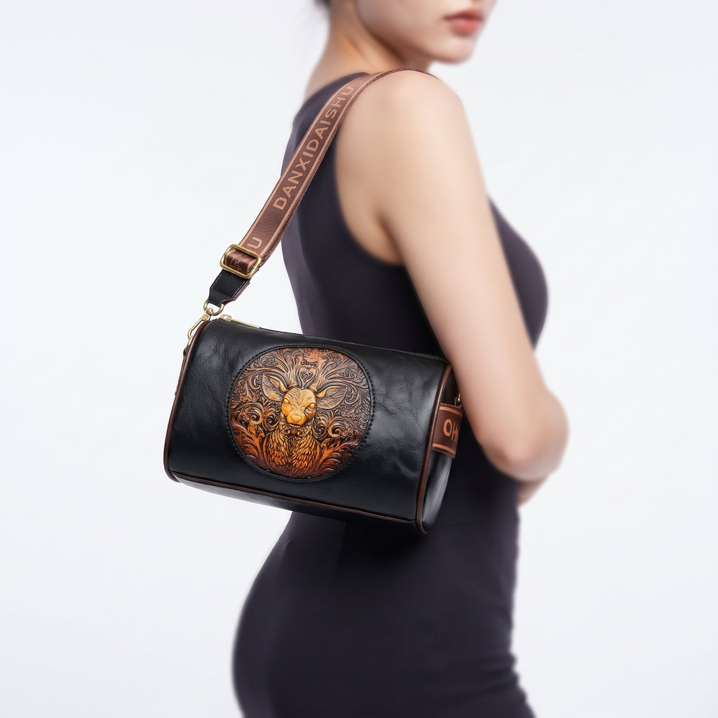 Embossed Deer Pattern Fashion Shoulder Bag